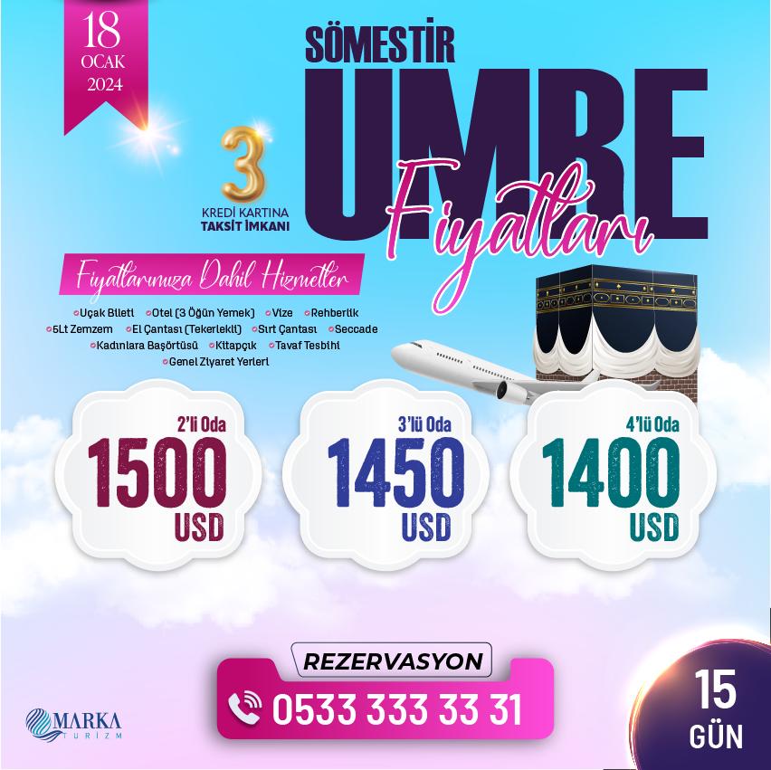 15 Günlük Umre - Diyanet Sömestr Umre Fiyatları 2024 - Umre Kaç Dolar