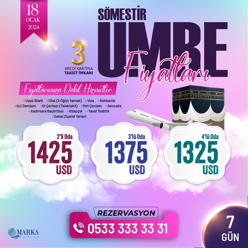 Umre Kaç Euro - Sömestr Umresi - 7 Günlük Umre Fiyatları