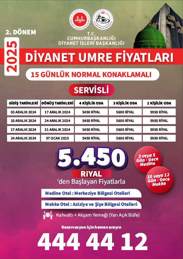 2025 Diyanet umre fiyatları - Hac umre fiyatları - Umre turları