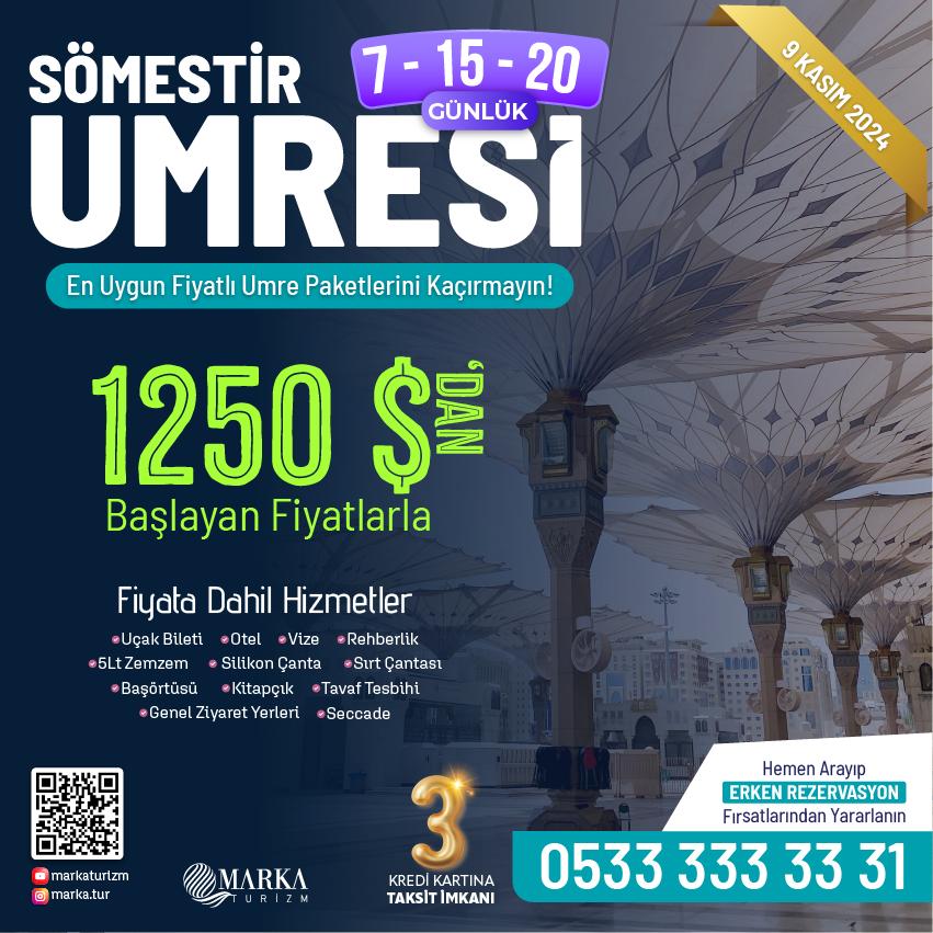 Sömestr Umresi - 7 Günlük Umre Fiyatları - Umre Fiyatları 2025